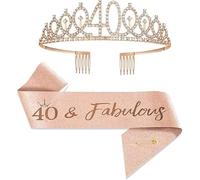 Blunesta 40th Birthday Sash and Tiara Set for Women - Rose Gold Queen Sash, Glittering Tiara, Elegant Birthday Accessories