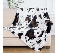 blunique Cow Print Blankets and Throws Soft Cozy Fleece Throw Blanket Farm Animal Pattern Decor for Sofa, Bed, Travel, Black & White Throw 50x60 in