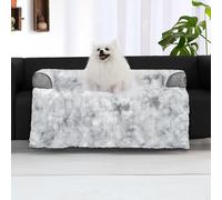 blunique Dog Sofa Bed, Faux Fur Cover, Pet Bolster Mat for Couch, Dogs Furniture Protector, Memory Foam Cushion, Tie Dye Grey M