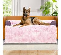 blunique Dog Sofa Bed, Faux Fur Cover, Pet Bolster Mat for Couch, Dogs Furniture Protector, Memory Foam Cushion, Tie Dye Pink XL
