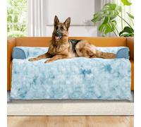 blunique Dog Sofa Bed, Faux Fur Cover, Pet Bolster Mat for Couch, Dogs Furniture Protector, Memory Foam Cushion, Tie Dye Blue XL