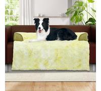 blunique Dog Sofa Bed, Faux Fur Cover, Pet Bolster Mat for Couch, Dogs Furniture Protector, Memory Foam Cushion, Tie Dye Lime Green L