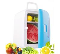 BLUNOA 12 L Mini Fridge With Window Small Refrigerator Portable Food Heater & Beer Beverage Drink Cooler AC+DC Power Compatibility For Home Room Car (Color : Red)
