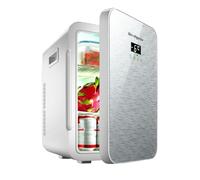 BLUNOA 22L Mini Fridge Drinks Cooler Beer Refrigerator With Cooling And Heat Function Dual-Core Refrigeration With LED Display For Cars, Homes, Offices, And Dorms AC/DC (Color : Silver)