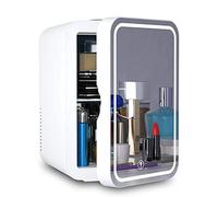 BLUNOA 8L Makeup Mirror Skincare Fridge Mini Fridge Portable Refrigerator With 3 Gear LED Light Food Heater & Beverage Cooler Compact Personal Fridge For Home, Office, Car, Dorm AC+DC (Color : White)