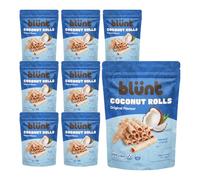 Blunt Coconut Crispy Rolls Original Flavour 100g, Pack of 8 - Premium Vegan Snacks, Light and Crispy Coconut Sweets for Adults and Kids, Delicious Plant-Based Treat for Snacking and Sharing