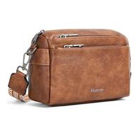 Bluome 5 Zips Crossbody Bags For Women Travel Bag Small Pu Leather Shoulder Cross Body For Woman Purses Handbags, Brown, Casual