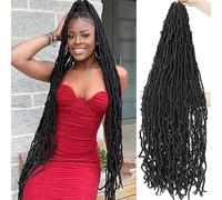 BLUONASI 40 Inch New Soft Locs Crochet Hair 6 Packs Natural Color Faux Locs Crochet Braids Hair Pre Looped Synthetic Super Long Goddess Locs Pre Extended Crochet Locs Braiding Hair