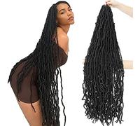 BLUONASI 6 Packs New Soft Locs Crochet Hair 44 Inch Natural Color Faux Locs Crochet Braids Hair Pre Looped Synthetic Super Long Pre Extended Crochet Locs Braiding Hair