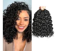 BLUONASI 9 Packs Gogo Curl Crochet Hair 10 Inch Ocean Wave Curly Crochet Hair for Black Women Pre-Looped Deep Wave Water Curly Braiding Extensions (1B#, 10 Inch(9 Packs))