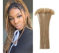 BLUONASI Human Hair Dreadlock Extensions 10 Inch 20 strands Human Loc Extensions 0.6cm Dreads Extensions Width Real Hair Dreadlock Extensions Human Hair For Women and Men(27#, 10 Inch (20Strands))