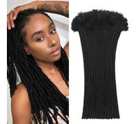 BLUONASI Human Hair Dreadlock Extensions 14 Inch 20 strands Human Loc Extensions 0.6cm Dreads Extensions Width Real Hair Dreadlock Extensions Human Hair For Women and Men(1B#, 14 Inch (20Strands))