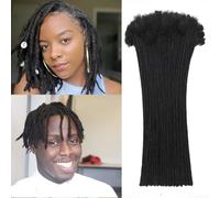 BLUONASI Human Hair Dreadlock Extensions 6 Inch 20 strands Human Loc Extensions 0.6cm Dreads Extensions Width Real Hair Dreadlock Extensions Human Hair For Women and Men (1B#, 6 Inch (20Strands))