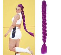BLUONASI Long Purple Hair Extensions Synthetic Fiber Braid Cosplay Ponytail Extension 24 Inch Easy Claw Clip for Cosplay Halloween Costume