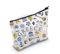 BLUPARK Greece Makeup Bag Greek Landmarks Gift Greece Trip Zipper Pouch Greece Lover Gift Greece Travel Vacation Cosmetic Bag Greece Gift, Greece Bag, Cosmetic Bag