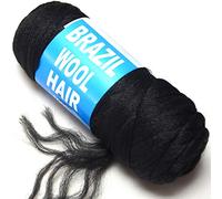 Bluple Brazilian Wool Hair Yarn 1 Roll Black Acrylic Yarn for African Hair Braiding Sengalese Twisting Jumbo Braids Crochet Artificial Locs Wraps/Dreadlocks