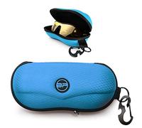 BLUPOND Sunglasses Case Semi Hard EVA Shell with Metal Hanging Hook Belt Clip Sun Glasses Storage (Light Blue)