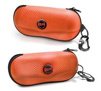 BLUPOND Sunglasses Case Semi Hard EVA Shell with Metal Hanging Hook Belt Clip Sun Glasses Storage, Orange/Orange, Pack of 1