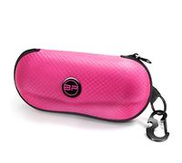 BLUPOND Sunglasses Case Semi Hard EVA Shell with Metal Hanging Hook Belt Clip Sun Glasses Storage (Pink)