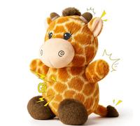 BluPup Plush Squeaky Puppy Dog Toy - Cute Small Giraffe Stuffed Animal with 2 Squeakers & Crinkle, Soft Calming Toy for Small Medium Dogs & Birthday Gift