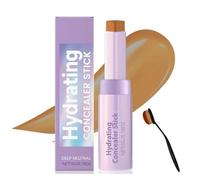 Blur Concealer Stick Duo, 2 in 1 Contours Concealer Stick & Brush, Hydrating Lightweight Concealers, Nose Contour Contour Pencil, Long Lasting and Waterproof Foundation Makeup Sticks (Dark)