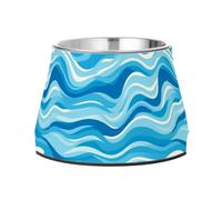 Blur Waves Dog Raised Bowl, 540 ML Feeding Food Pet Bowl Stainless Steel Non-slip High Capacity Cat Bowl