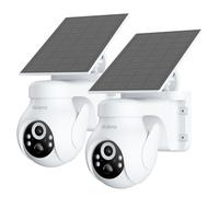 blurams Outdoor Camera Wireless w/Solar Panel, 2PCS 360° PTZ Security Cameras Wireless Outdoor with Human Auto Tracking, 2K IR/Color Night Vision, IP65 Weatherproof, Battery Powered, 2.4GHz Only
