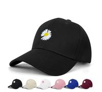 BLURBE Ladies Baseball Caps - Baseball Cap for Women, Daisy Adjustable Ladies Baseball Caps for Womens Casual Summer Outdoor Sports Dad Peaked Sun Cap Black