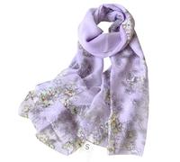 BLURBE Long Chiffon Scarf for Women - Elegant Print Beach Wrap, Sunscreen Shawl, Versatile Travel Cover-Up for Vacation & Photoshoot