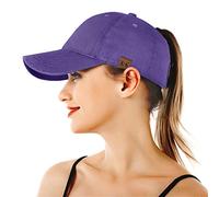 BLURBE Ponytail Baseball Caps for Women - High Pony Caps, Cotton Plain Color Adjustable Classic Sports Casual Ponytail Baseball High Bun Ponycaps for Womens Purple