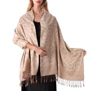 BLURBE Women Pashmina Shawls and Wraps Scarf - Ethnic Print Tassel Wrap,Soft Lightweight Paisley Scarves for Evening Wedding Party