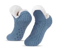BLURBE Women’s Cuddly Socks, Men's Winter Stopper Socks, Fleece SocksWarm Thick Slipper Socks, ABS Socks, Non-Slip Slippers Plus Velvet For UK Sizes 5.5-9, Hellblau, One Size