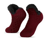 BLURBE Women’s Cuddly Socks, Men's Winter Stopper Socks, Fleece SocksWarm Thick Slipper Socks, ABS Socks, Non-Slip Slippers Plus Velvet For UK Sizes 5.5 - 9, Rot, One Size