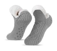 BLURBE Women’s Cuddly Socks, Men's Winter Stopper Socks, Fleece SocksWarm Thick Slipper Socks, ABS Socks, Non-Slip Slippers Plus Velvet For UK Sizes 5.5-9, Hellgrau, One Size