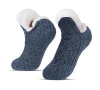 BLURBE Women’s Cuddly Socks, Men's Winter Stopper Socks, Fleece SocksWarm Thick Slipper Socks, ABS Socks, Non-Slip Slippers Plus Velvet For UK Sizes 5.5-9, Marine, One Size