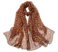 BLURBE Women's Floral Chiffon Scarf - Lightweight Long Sheer Wrap Soft Elegant Sun Protection Shawl for Spring Summer Fashion