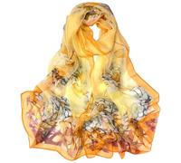 BLURBE Women's Floral Chiffon Scarf - Lightweight Long Sheer Wrap Soft Elegant Sun Protection Shawl for Spring Summer Fashion