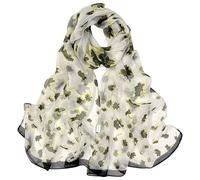 BLURBE Women's Floral Chiffon Scarf - Lightweight Long Sheer Wrap Soft Elegant Sun Protection Shawl for Spring Summer Fashion