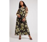 Blurred Abstract Print Mesh Maxi Dress Yours Black 24