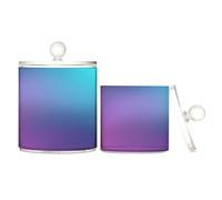 Blurred Teal Purple Blue Clear Plastic Storage Container Jars with lid Bathroom Essentials Decorative Dental Floss Storage Jar for Floss Picks,Paper Clips,2 Pack