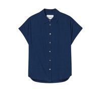 Blusa de manga corta confeccionada en mezcla de lino y algodón. 28778 - female - Closed - Shirts - Blue - S - Blouses & Shirts S