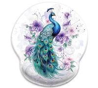 Blusabaca Mouse Pad with Wrist Rest, Peacock Ergonomic Mouse Pads Wrist Support for Desk, Cute Gaming Mousepad for Wireless Mouse Laptop Computer Work Home Desk Accessories Office Supplies Decor