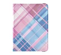 Blush and Blue Tartan Leather Passport Holder Cover Passport Case Travel Documents Wallet Passport Holder Ultra Slim, blush and blue tartan, One Size
