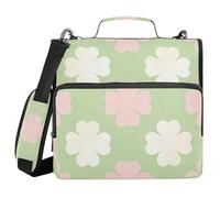 Blush & Cream Clover St. Patrick's 3 Ringing 1.5 inch Office Binder Organizer with Shoulder Strap Multiple Pockets School Binders Organizer for School and Office
