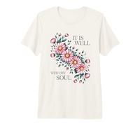 Blush Floral Arrangement Serene Botanical Art Premium T-Shirt