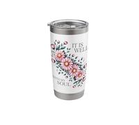 Blush Floral Arrangement Serene Botanical Art Stainless Steel Insulated Tumbler