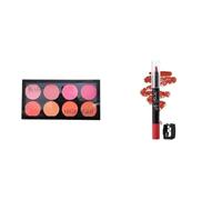 Blush Highlighter Palette | Silky Pigments, Long-Lasting Shimmer | 24gm (Ralph-04) + Lip Seduction Non-Transfer Crayon Lipstick | Lightweight, Creamy Semi-Matte Formula | 2.8gm (Spring Brick-26)