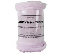 (Blush, King) Soft Mink Throw Over Bed Faux Cuddle Luxury Fur Fleece Bedding Sofa Warm Blanket