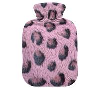 Blush Leopard Skin Texture Water Bottle for hot Water with Soft Cover, 2L hot Water Bags for Sore Muscle, Hot and Cold Therapies, Bolsa Caliente para Dolores musculares
