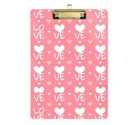 Blush Love Heart Acrylic Clipboard Office Supply for Office Worker Size 9 x 12